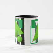 抽象芸術ネオン緑の幾何学形円 マグカップ (中央)