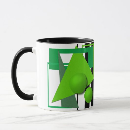 抽象芸術ネオン緑の幾何学形円 マグカップ (左)