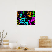 抽象芸術ネオン（ばちゃばちゃ）跳ねるモダンポスター ポスター (キッチン)