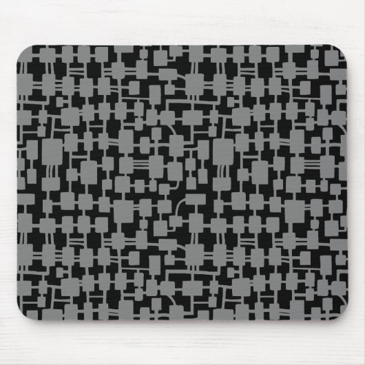 抽象芸術ネットワーク – グレーオンブラック マウスパッド (正面)