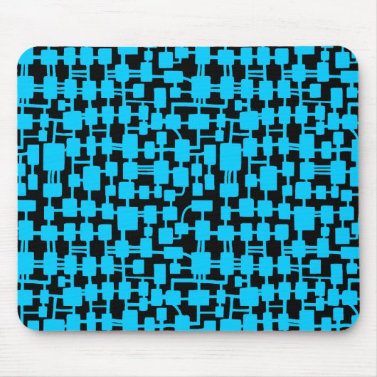 抽象芸術ネットワーク – ブラック上のスカイブラウン マウスパッド (正面)