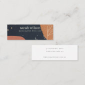 抽象芸術ネービーオレンジリーフイスタッドイヤリングディスプレイ スキニー名刺 (正面/裏面)