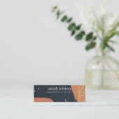 抽象芸術ネービーオレンジリーフイスタッドイヤリングディスプレイ スキニー名刺 (スタンド正面)