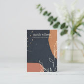 抽象芸術ネービーオレンジリーフネックレスイヤリングディスプレイ 名刺 (スタンド正面)