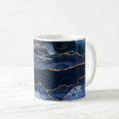 抽象芸術ネービーブルーアゲート水彩 コーヒーマグカップ (正面右)