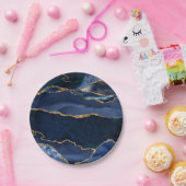 抽象芸術ネービーブルーアゲート水彩 ペーパープレート (パーティー)