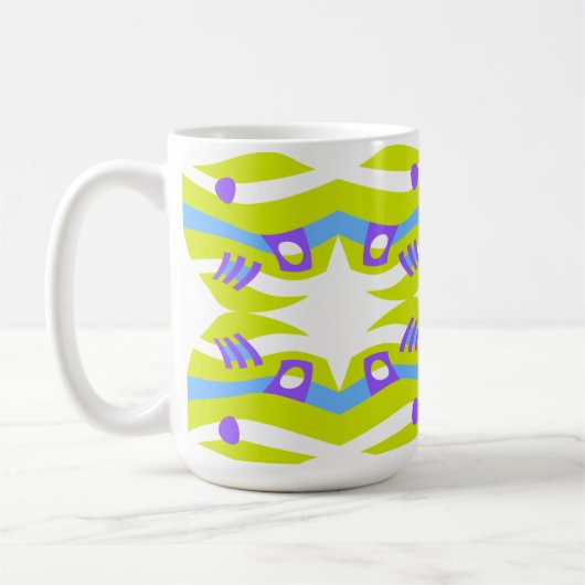 抽象芸術ノアズアークグリーンパープルブルー コーヒーマグカップ (左)
