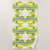 抽象芸術ノアズアークグリーンパープルブルー ビーチタオル (正面)