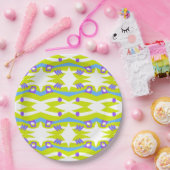 抽象芸術ノアズアークグリーンパープルブルー ペーパープレート (パーティー)