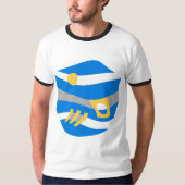 抽象芸術ノアズアークブルーイエローグレイ Tシャツ (正面)