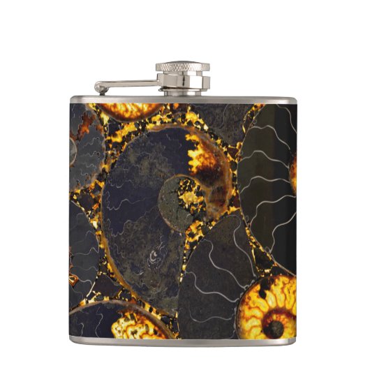 抽象芸術ノーチラス模様イエロー金ゴールド フラスク (正面)