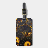 抽象芸術ノーチラス模様イエロー金ゴールド ラゲッジタグ (正面縦)