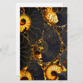 抽象芸術ノーチラス模様イエロー金ゴールド 便箋 (正面/裏面)