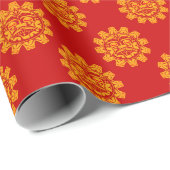 抽象芸術ハイダ顔レッド先住民パタン族 ラッピングペーパー (ロールコーナー)