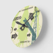 抽象芸術ハイテク背景 ラウンド壁時計 (傾斜)