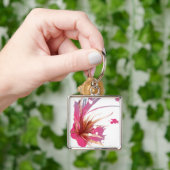 抽象芸術ハイビスカスフラワー キーホルダー (手)