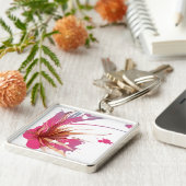 抽象芸術ハイビスカスフラワー キーホルダー (側面)