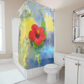 抽象芸術ハイビスカスフラワー シャワーカーテン (インサイチュ)