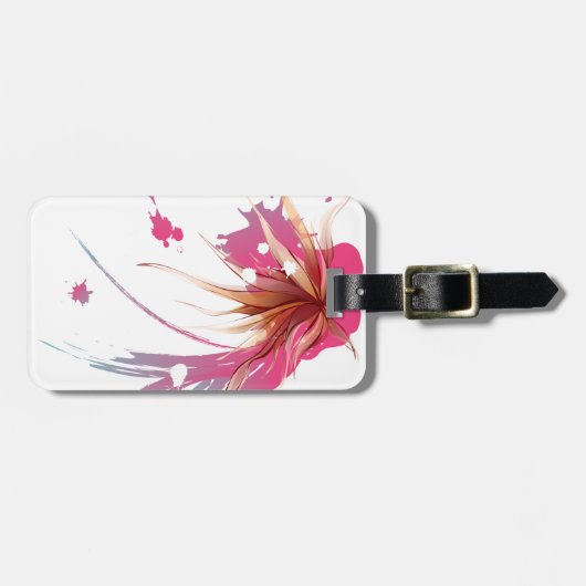 抽象芸術ハイビスカスフラワー ラゲッジタグ (正面横)