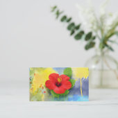 抽象芸術ハイビスカスモダン花 名刺 (スタンド正面)