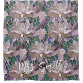 抽象芸術ハス模様(名前をカスタムする) シャワーカーテン (正面)