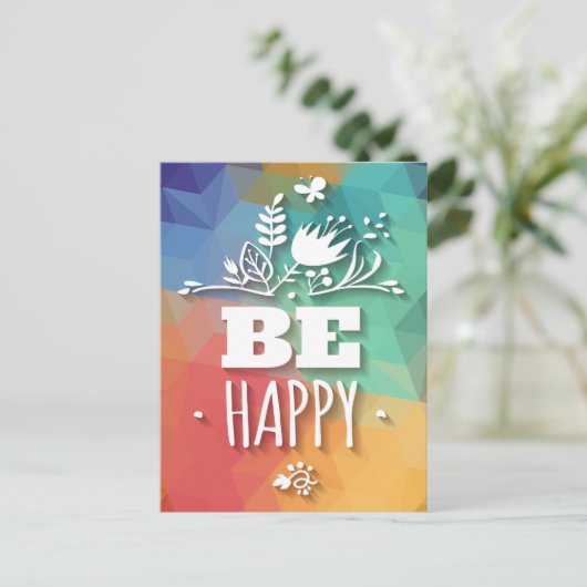 抽象芸術ハッピーフローラ姿勢生命引用文 ポストカード (スタンド正面)