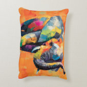 抽象芸術ハッピーレインボーゾウ アクセントクッション (裏面(縦))