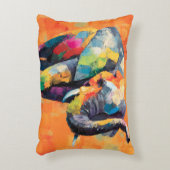 抽象芸術ハッピーレインボーゾウ アクセントクッション (正面(垂直))