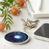 抽象芸術ハニカムデザインブルーとパープル キーホルダー (側面)