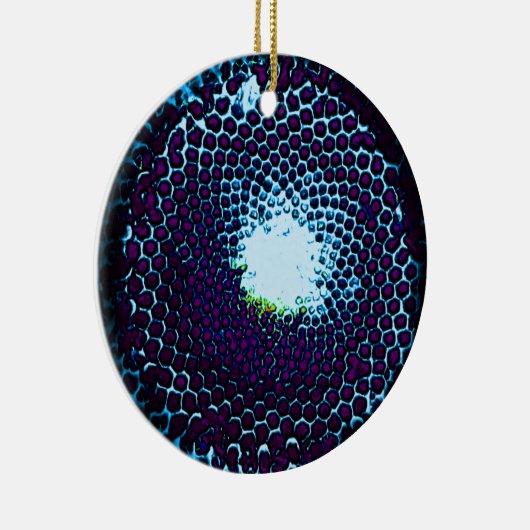 抽象芸術ハニカムデザインブルーとパープル セラミックオーナメント (右)