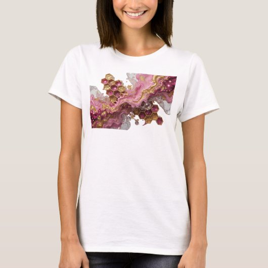 抽象芸術ハニカム模様フラワーデザイン Tシャツ (正面)