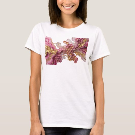 抽象芸術ハニカム模様フラワーデザイン v4 tシャツ (正面)