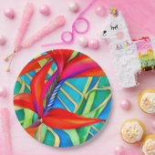 抽象芸術ハワイアンバードオブパラダイスフラワー ペーパープレート (パーティー)