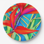 抽象芸術ハワイアンバードオブパラダイスフラワー ペーパープレート (正面)