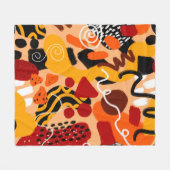 抽象芸術ハンドスケッチジオメトリシェイプブラシストローク フリースブランケット (正面(横))