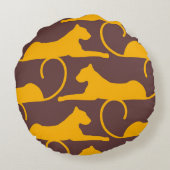 抽象芸術ハンドスケッチヒョウcheetahパンサーキャット ラウンドクッション (裏面)