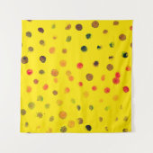 抽象芸術ハンドドローイ数々のメージ(カラードット) タペストリー (正面(横))