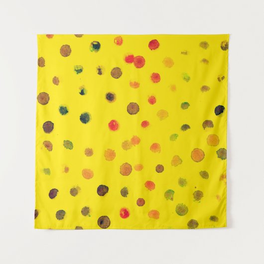 抽象芸術ハンドドローイ数々のメージ(カラードット) タペストリー (正面)