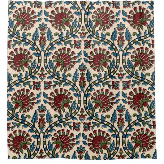 抽象芸術ハンドブロックプリント背景デザイン シャワーカーテン (正面)