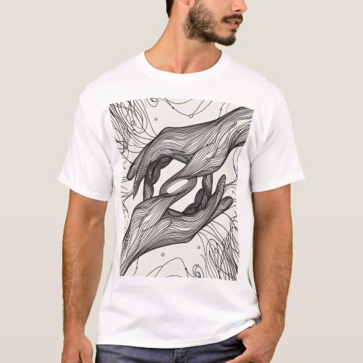 抽象芸術ハンドラインアートデザイン Tシャツ (正面)