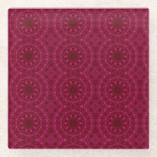 抽象芸術ハートと花 ガラスコースター (正面)