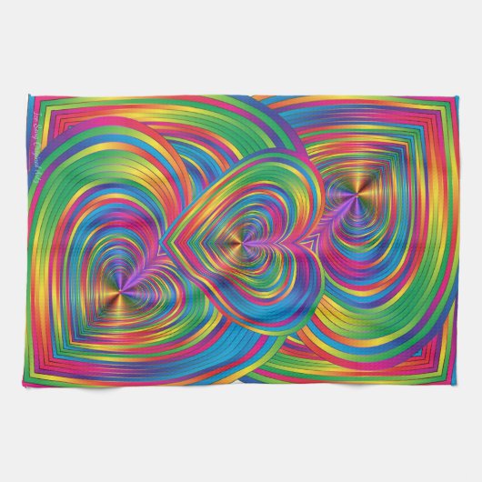 抽象芸術ハートの抽象芸術 キッチンタオル (横)