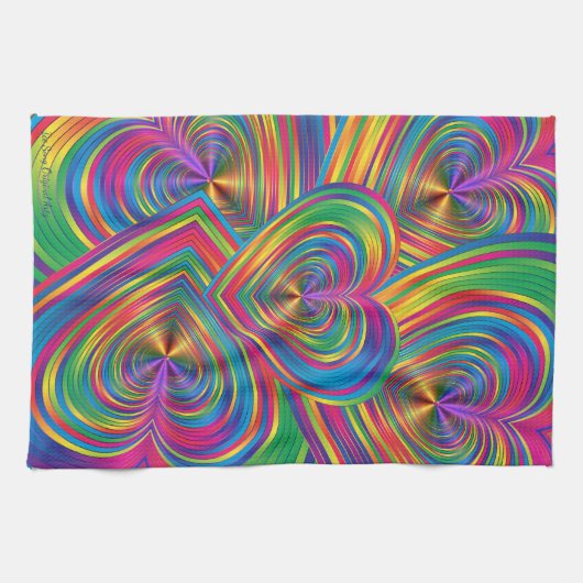 抽象芸術ハートの抽象芸術 キッチンタオル (横)