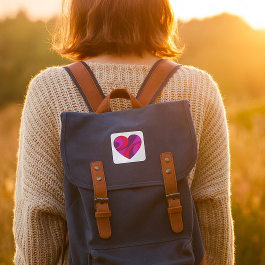 抽象芸術ハートはっきりした赤とピンクの旋回パターン スクエアシール