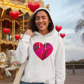 抽象芸術ハートはっきりした赤とピンクの旋回パターン パーカ