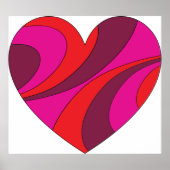 抽象芸術ハートはっきりした赤とピンクの旋回パターン ポスター (正面)