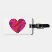 抽象芸術ハートはっきりした赤とピンクの旋回パターン ラゲッジタグ (正面横)