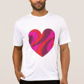 抽象芸術ハートはっきりした赤とピンクの旋回パターン Tシャツ (正面)