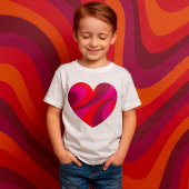 抽象芸術ハートはっきりした赤とピンクの旋回パターン Tシャツ