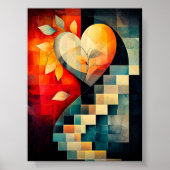 抽象芸術ハートアート – 幾何学的ラブデザイン ポスター (正面)